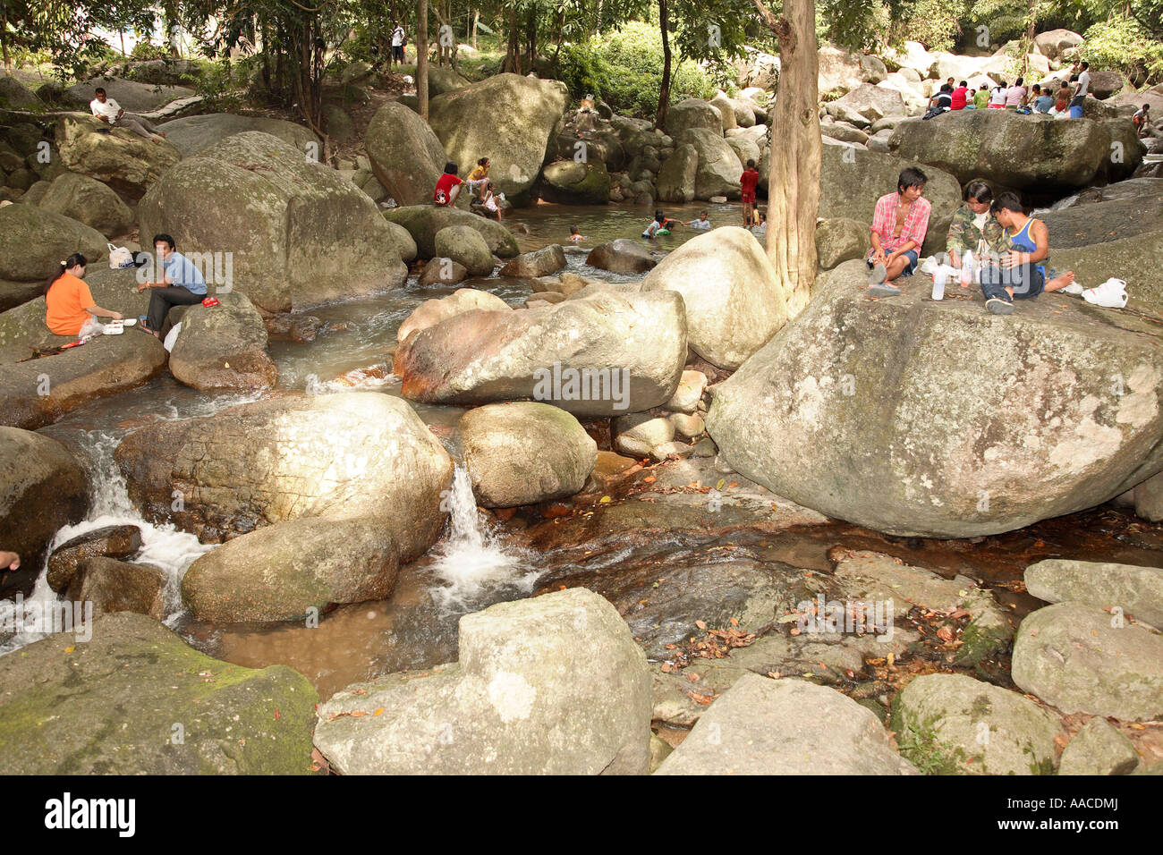 Hin Lad Waterfall Koh Samui Thailand Stock Photo