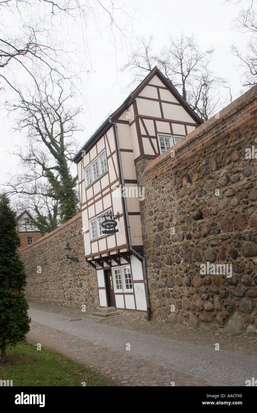 Old house built in the walls of Neubrandenburg Germany Stock Photo Alamy