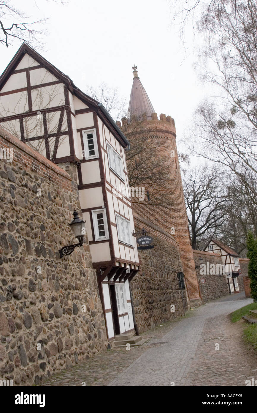 Old house built in the walls of Neubrandenburg Germany Stock Photo Alamy