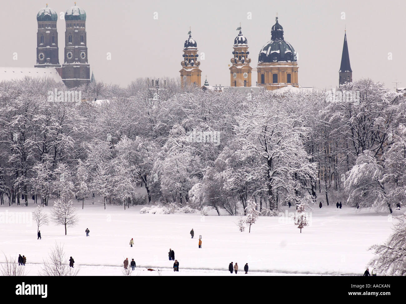 English garden in winter, Munich, Bavaria, Germany Stock Photo Alamy