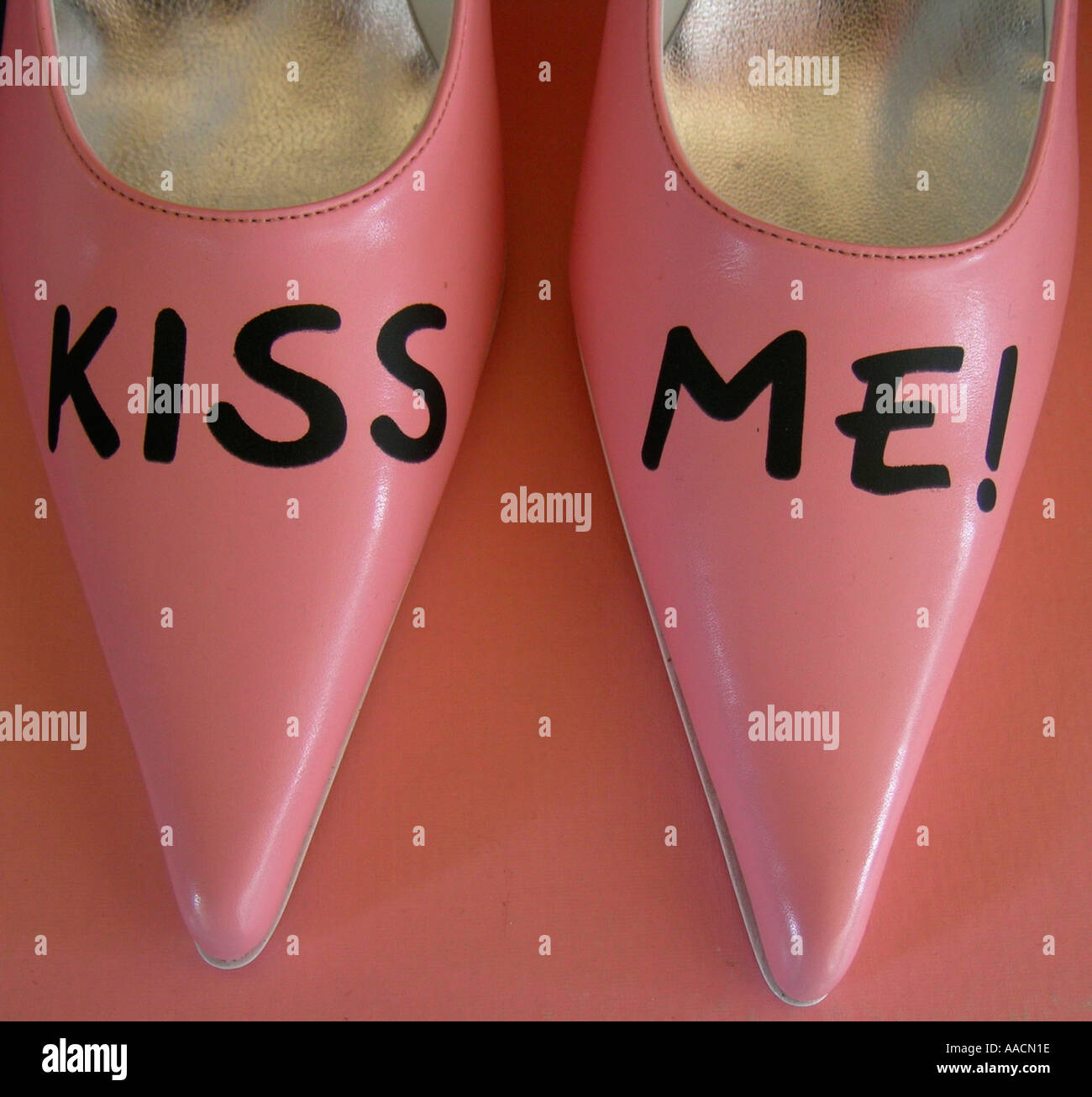 kiss me shoes with declaration of love invitation for kissing Stock Photo Alamy