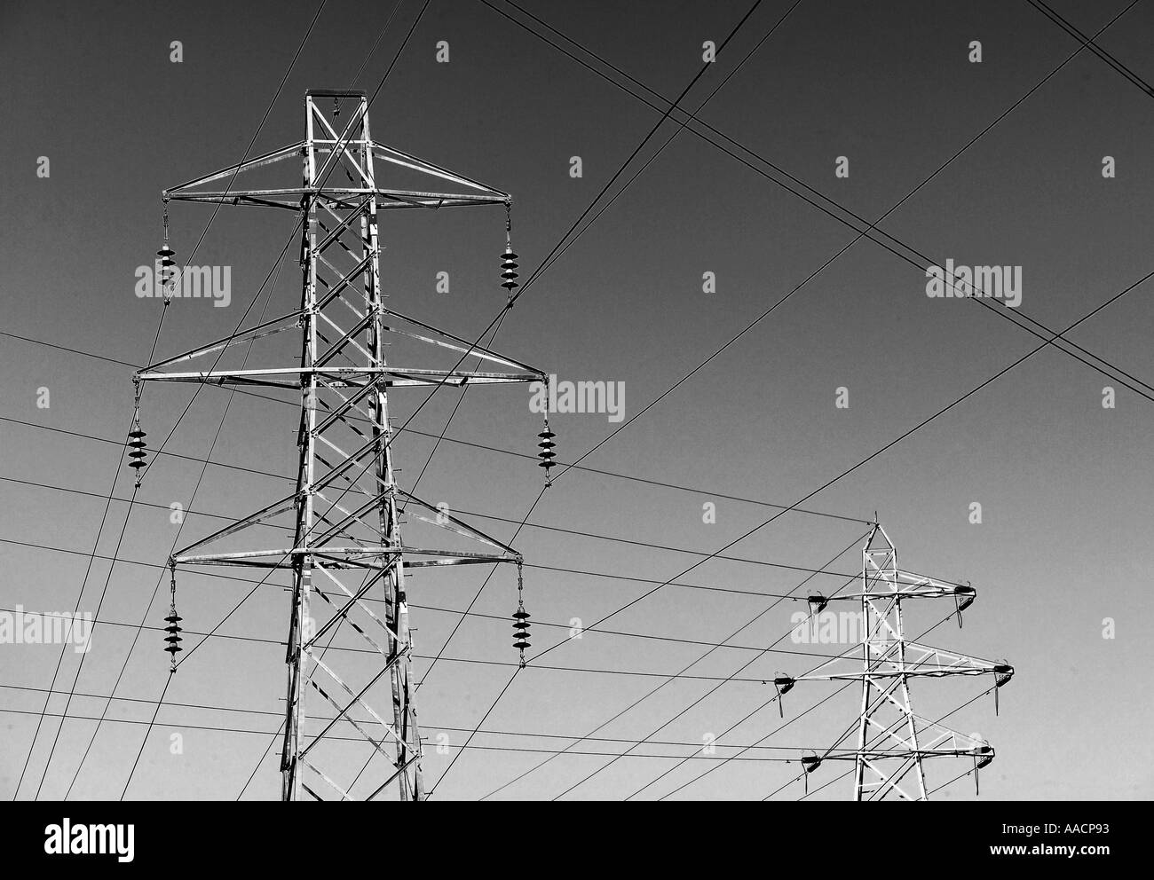 National grid power lines Black and White Stock Photos & Images - Alamy
