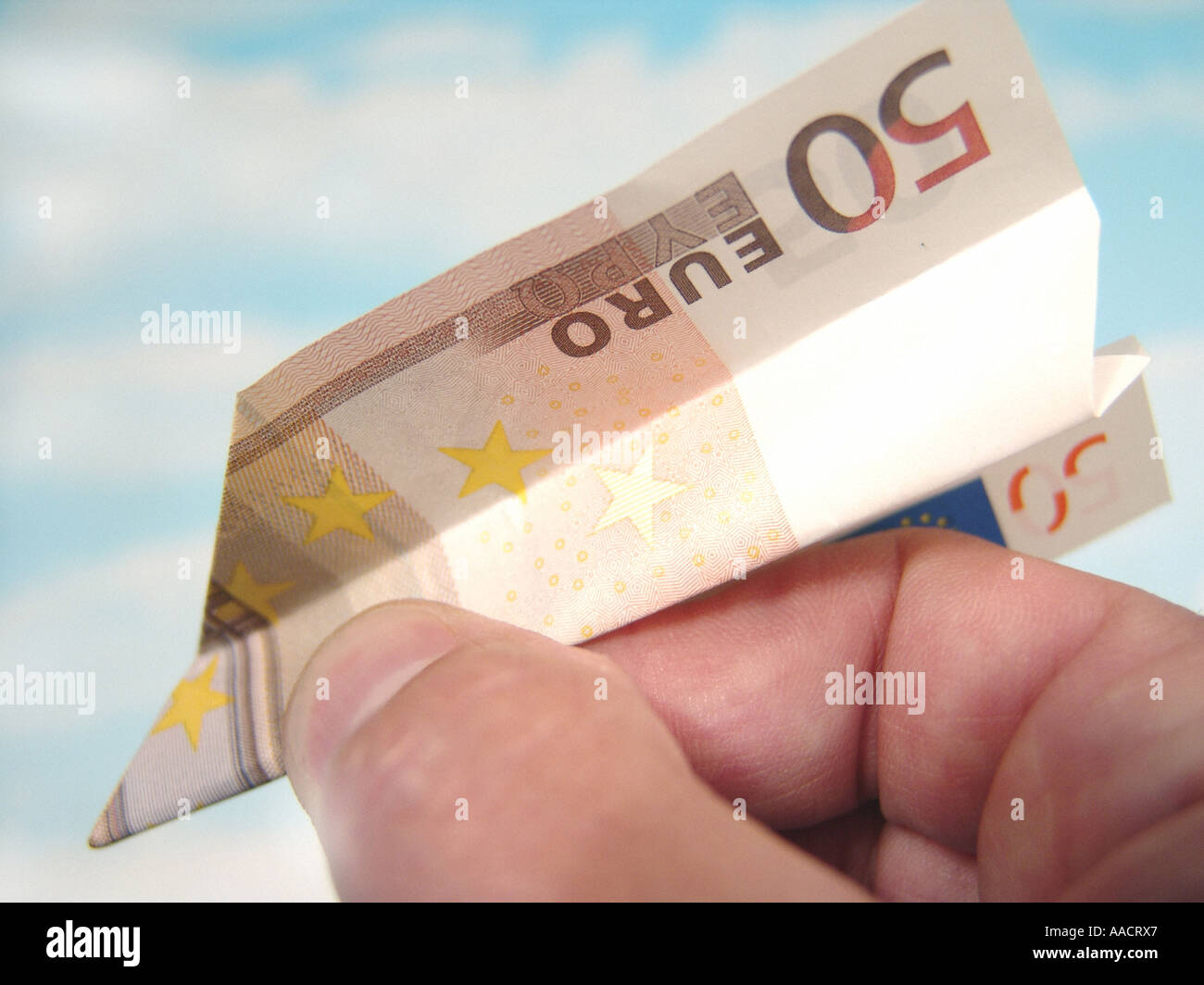 50 euro paper plane Stock Photo