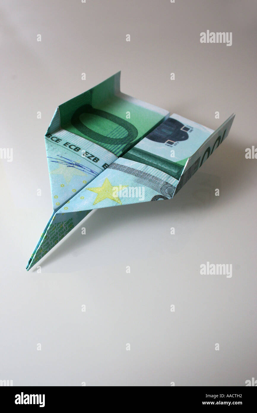 100 euro paper plane Stock Photo