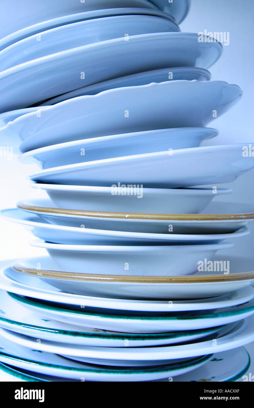 stack of plates Stock Photo