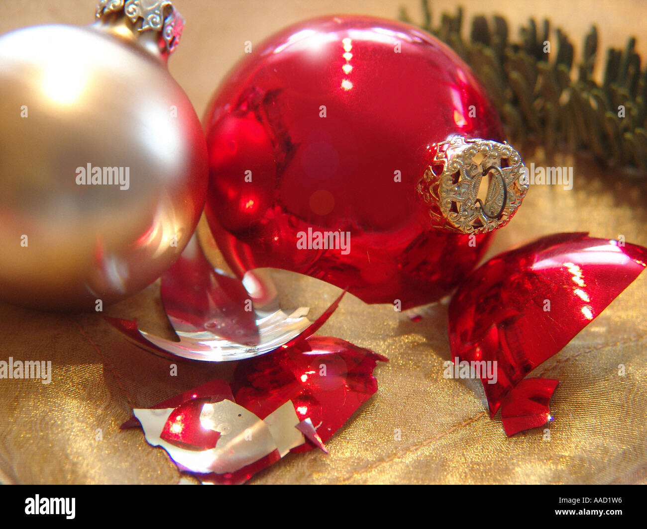 broken christmas decoration Stock Photo
