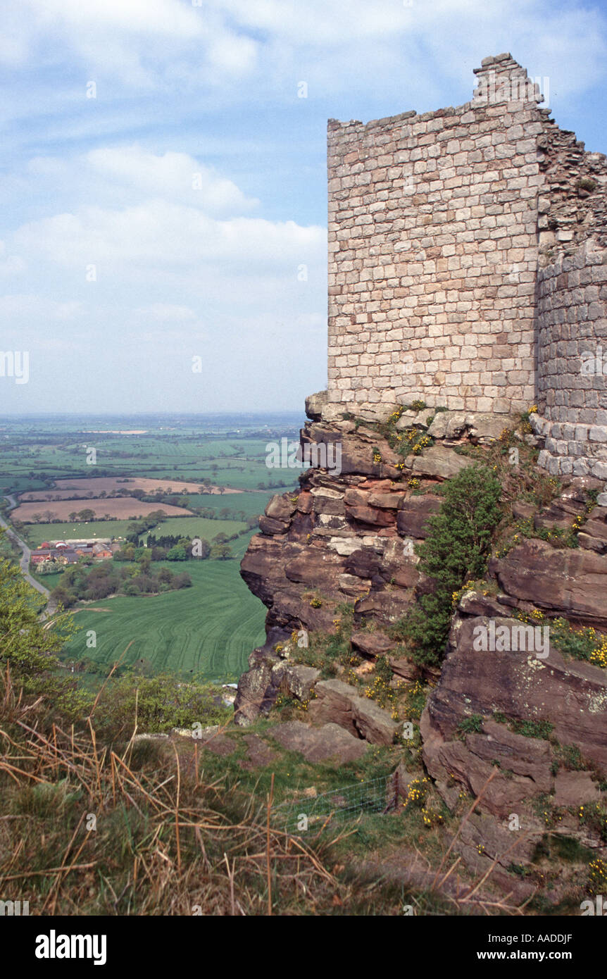Sandstone rock foundation & part of ruins of inner ward of Beeston ...