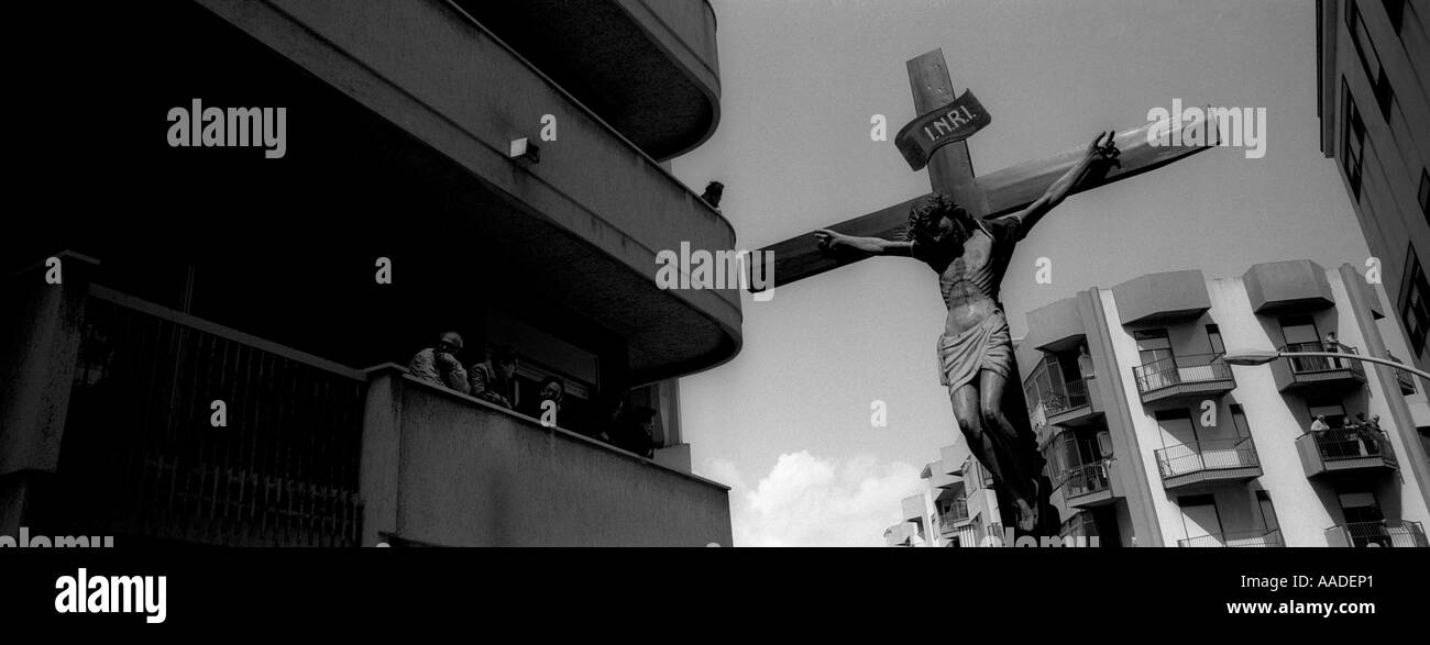 Jesus Christ in the cross is carried in the street of Marsala Trapani Sicily Stock Photo