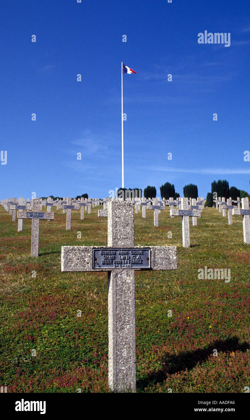France Alsace World War One Cemetery French flag Stock Photo