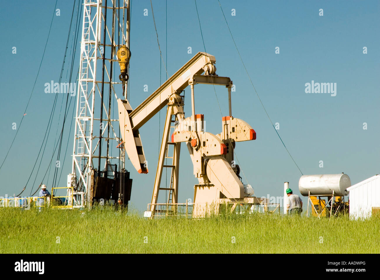 a work over rig servicing an oil pump in the texas panhandle spring