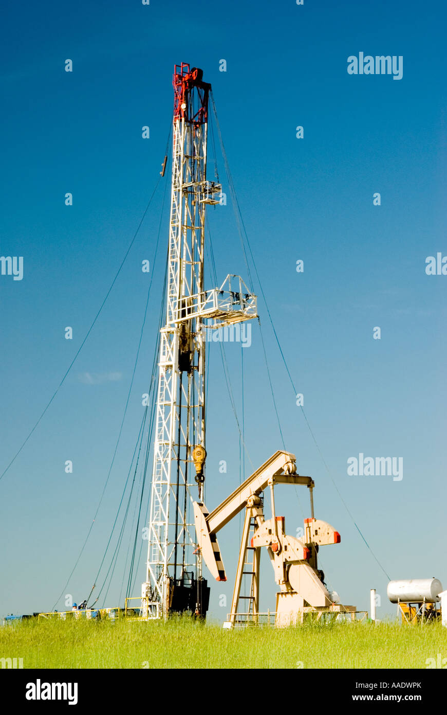 a work over rig servicing an oil pump in the texas panhandle spring