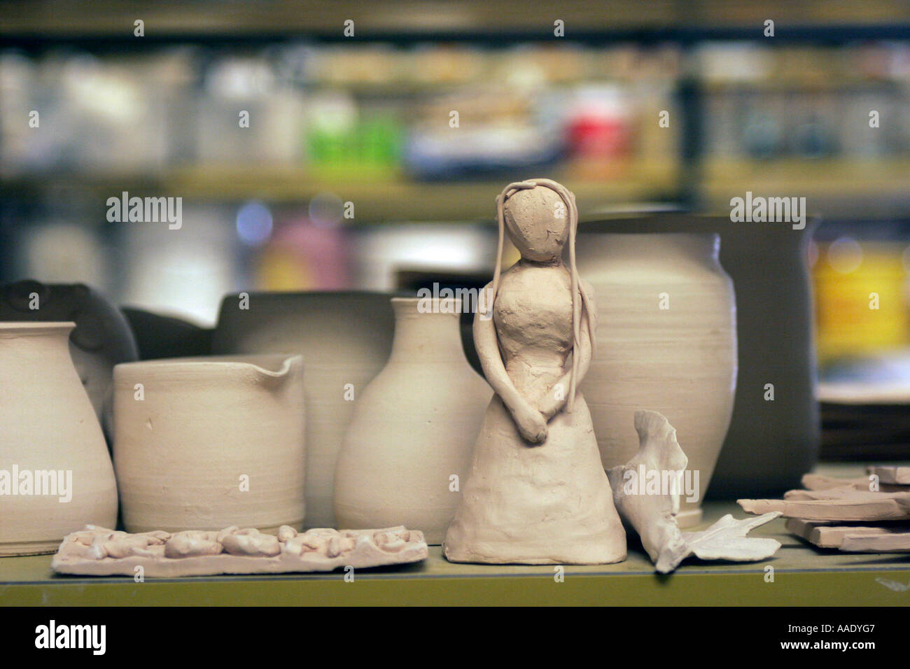 Sixth Form Students work - pottery in studio Stock Photo - Alamy