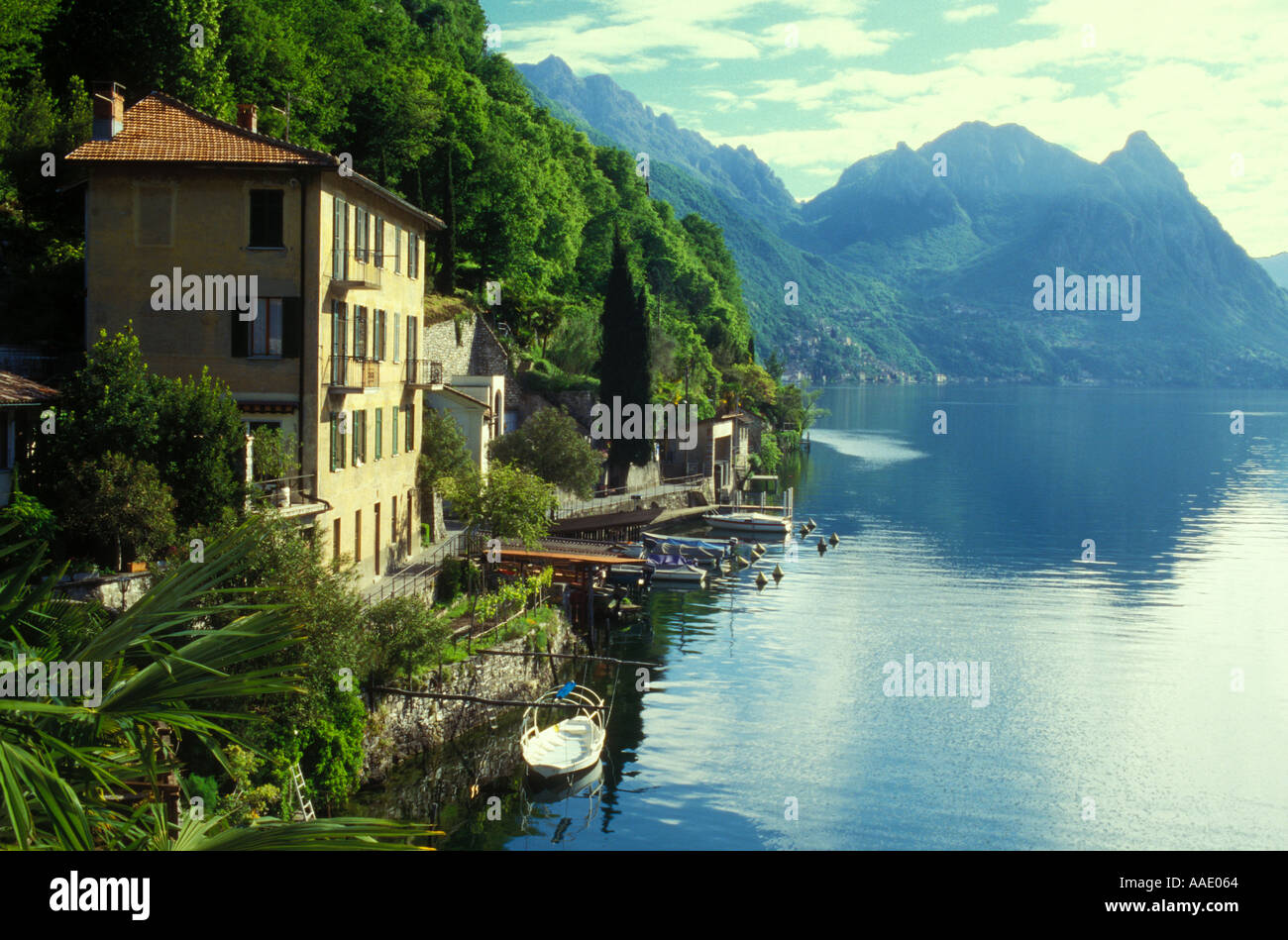 Switzerland Lake Lugano Gandria view of private home from Hotel Moosmann  room 204 Stock Photo - Alamy
