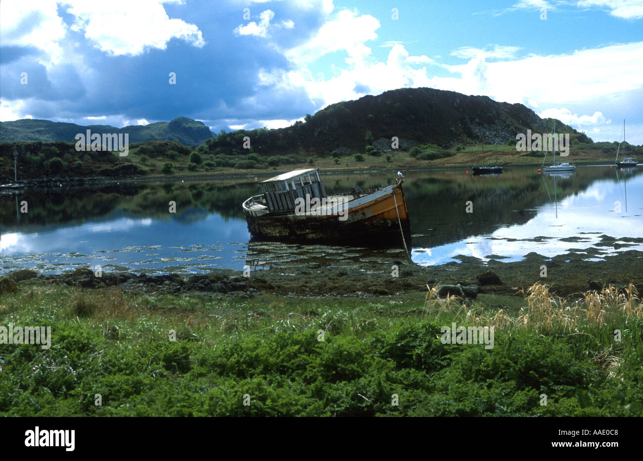 Retired fishing vessel moored in Loch Craignish in Argyll and Bute Scotland UK Stock Photo