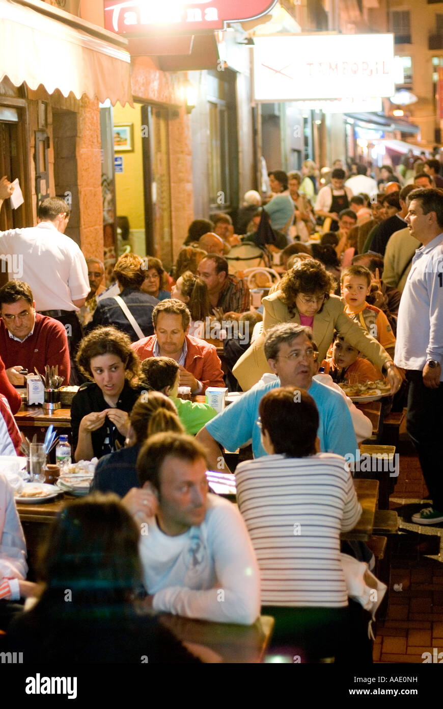 Street with Tapas Bars in the old town of Benidorm Costa Blanca Spain Stock Photo