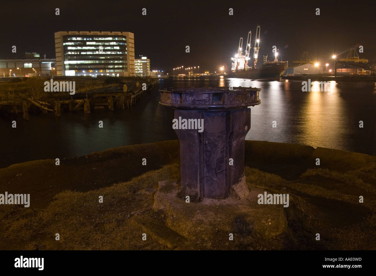 Old bollard, Leith Docks, Edinburgh, Scotland Stock Photo