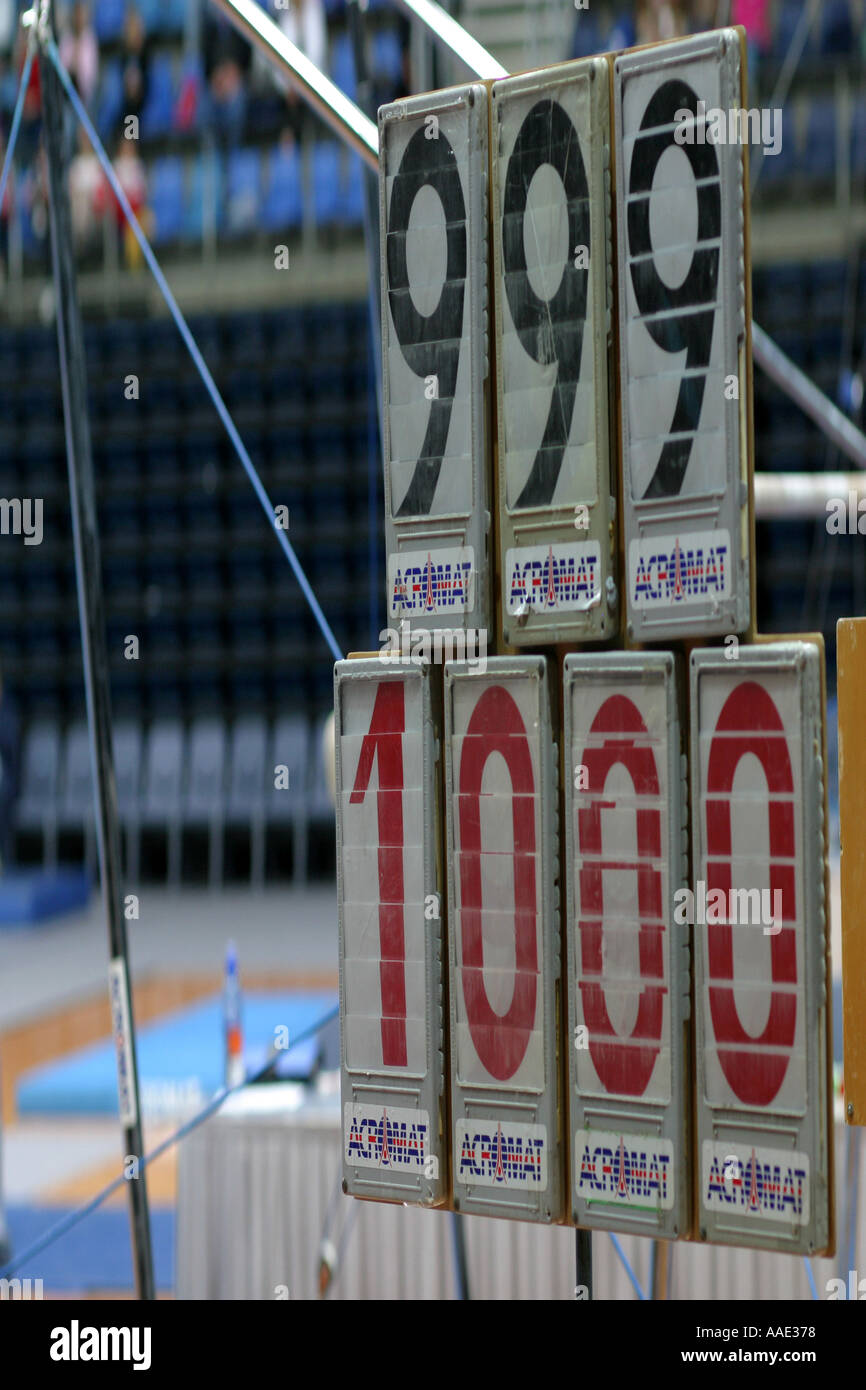 Gymnastics scoreboard Stock Photo