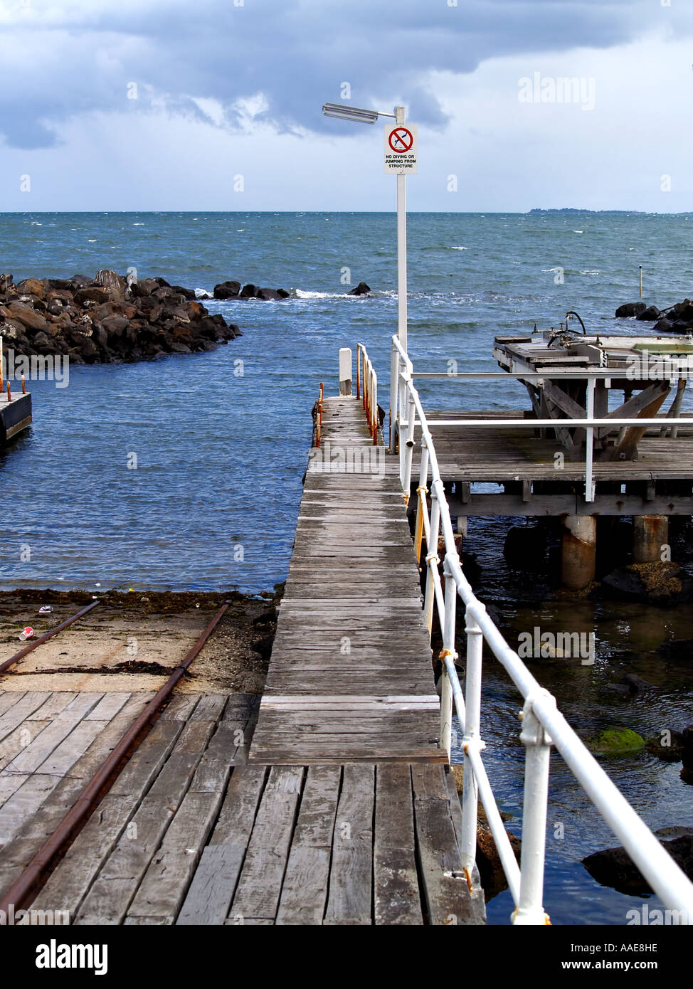 Old angling jetty Stock Photo