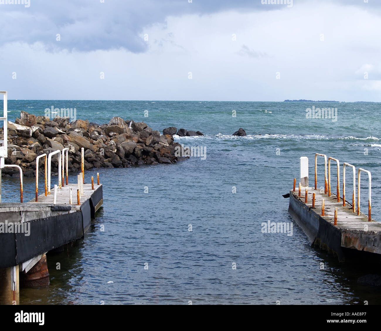 Old angling jetty Stock Photo