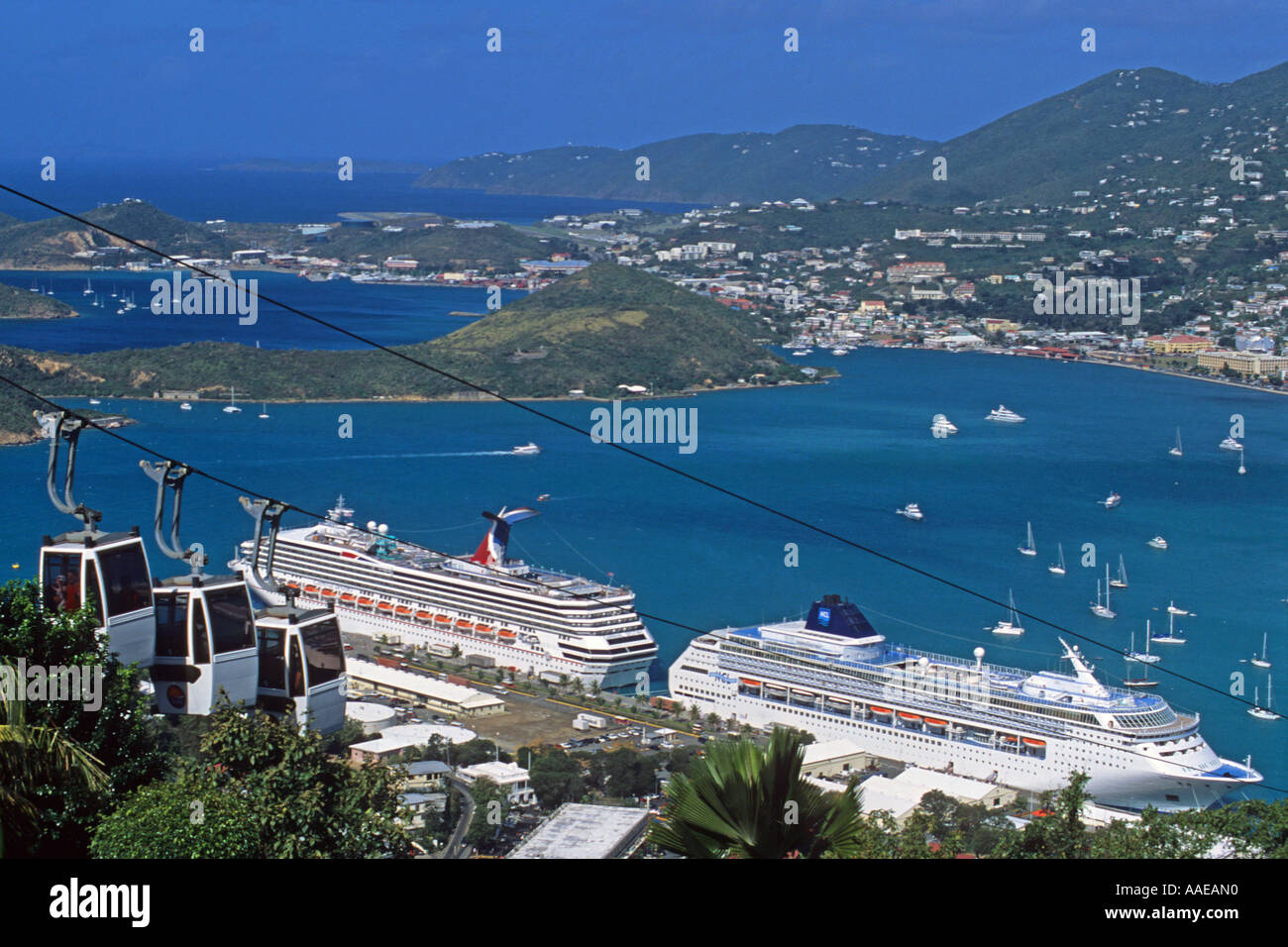 cruise ships docked in Charlotte Amalie, St. Thomas, US Virgin Islands Stock Photo