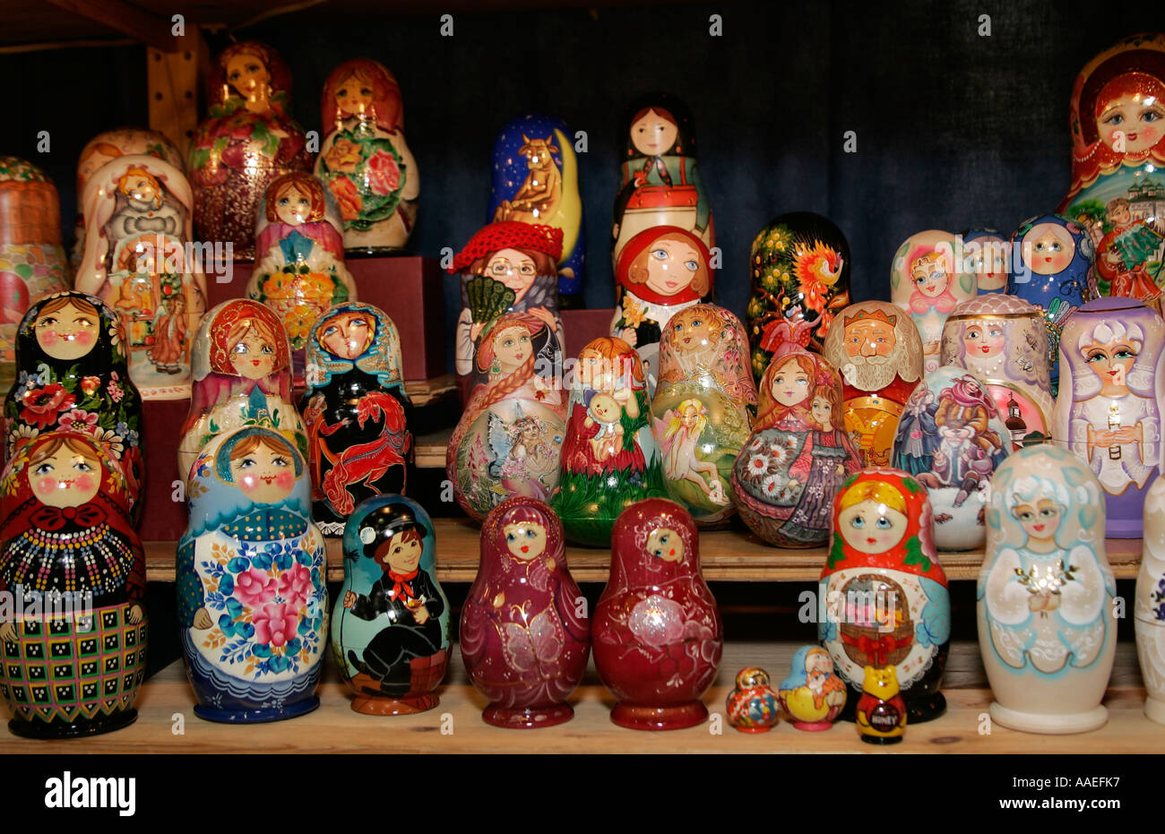 A set of Matryoshka dolls on display at craft fair Stock Photo Alamy