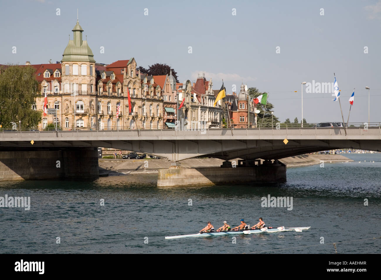 Seestrasse and Rhine Bridge, Konstanz, Constance, Germany Stock Photo