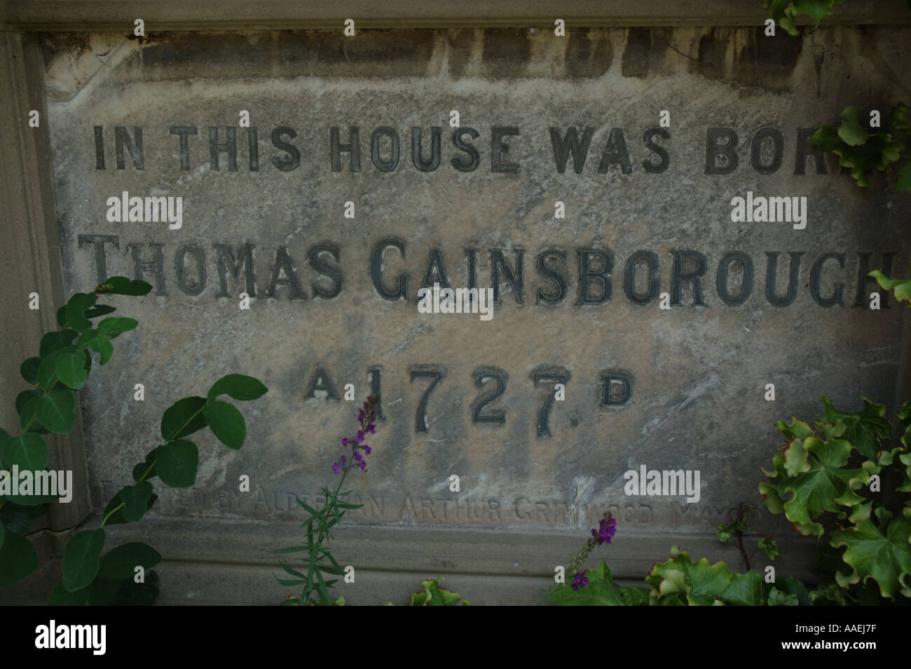Plaque at Thomas Gainsborough House in Sudbury, Suffolk, UK Stock Photo