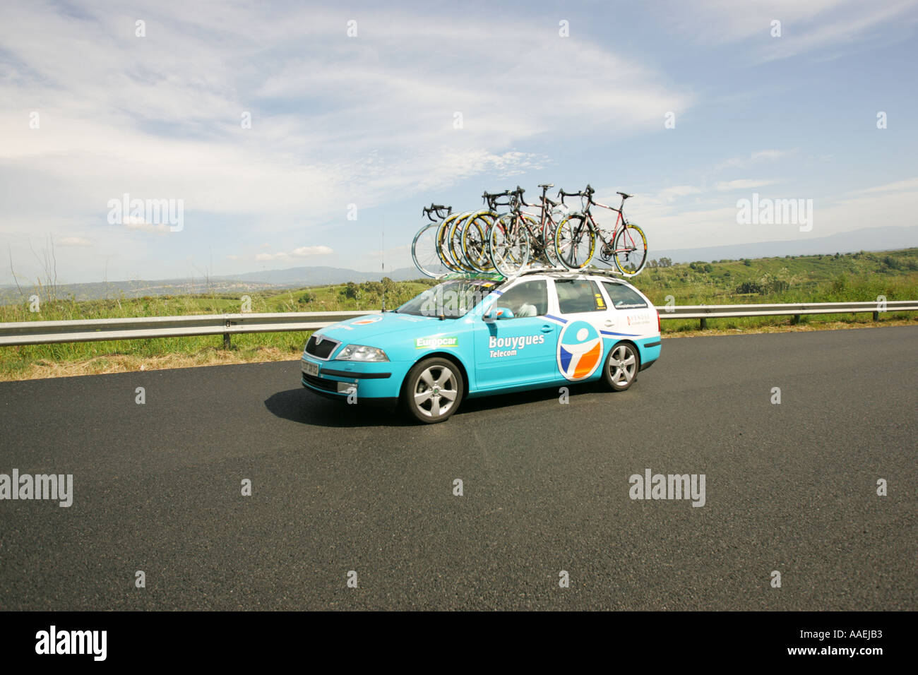 CYCLING TEAMS CARS OF THE 90's Stock Photo