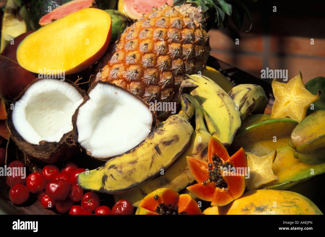Exotic amazon fruits Ver o Peso market Amazon River Belem Para Brazil