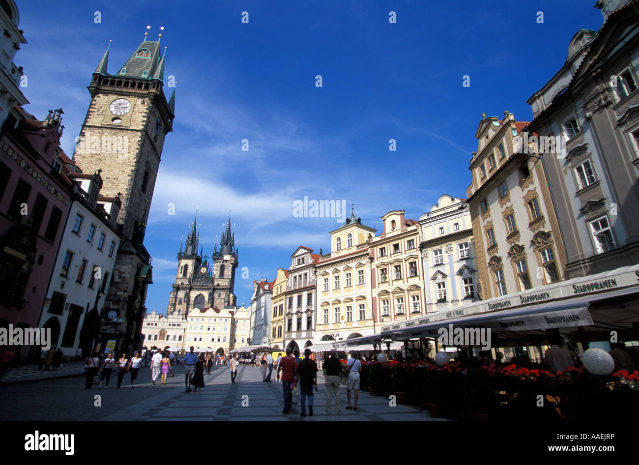 Old Town Square with Church of Our Lady in front of Týn Prague Czech Republic Stock Photo
