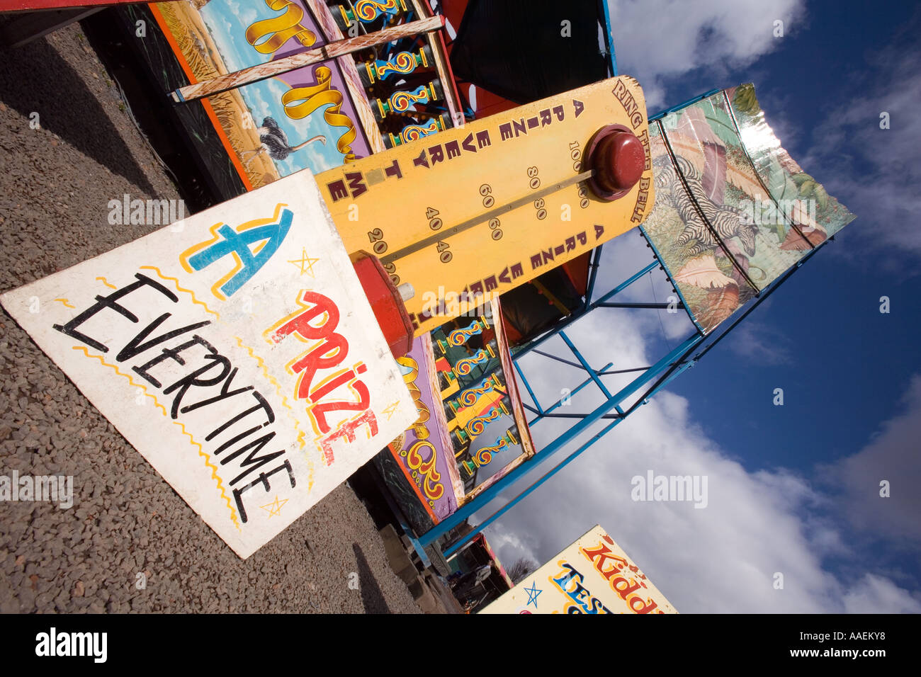 UK England West Midlands Dudley Black Country Museum funfair try your strength game Stock Photo