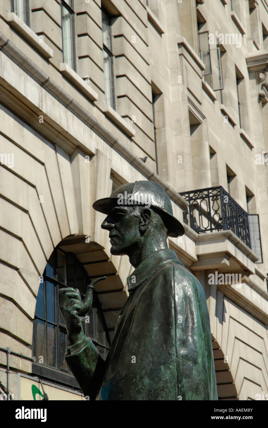 Statue of Sherlock Holmes outside Baker Street Underground Station London Stock Photo