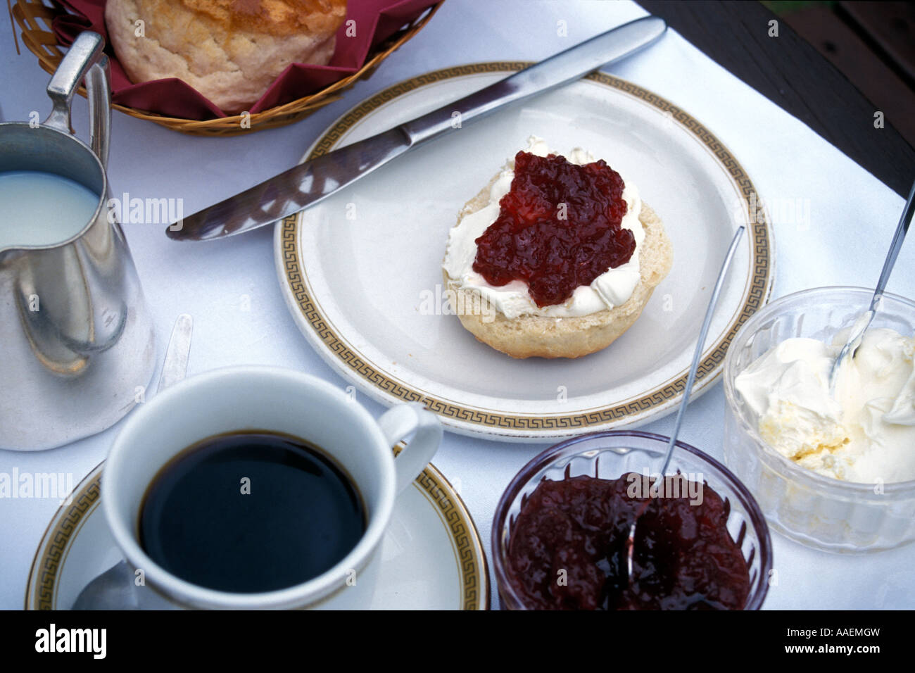 Devon Cream Tea served in The Edgemoor Country House Bovey Tracy Dartmoor Devon England United