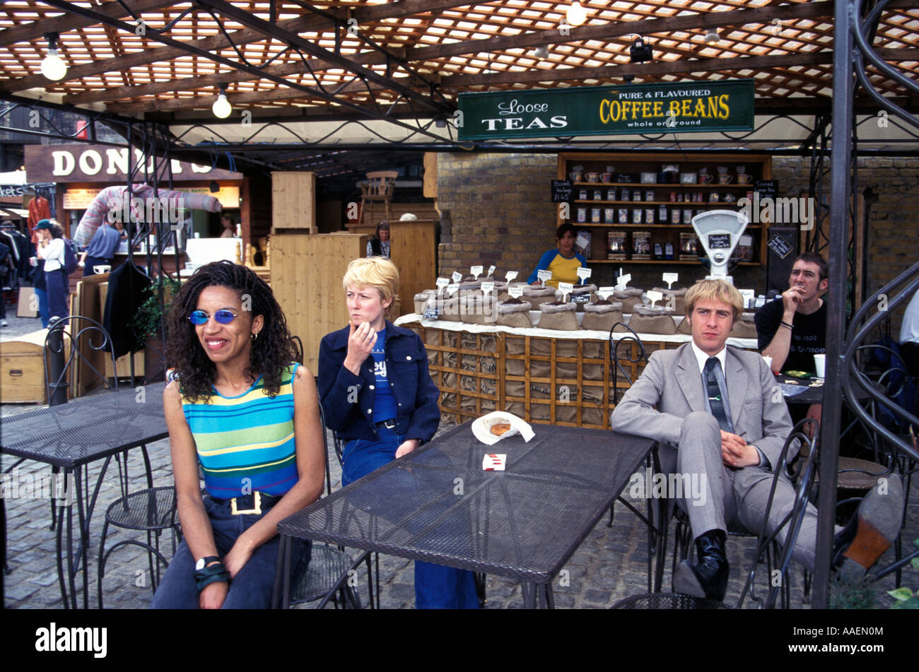 People sitting at catering stall Camden Lock Market London London England United Kingdom Stock Photo