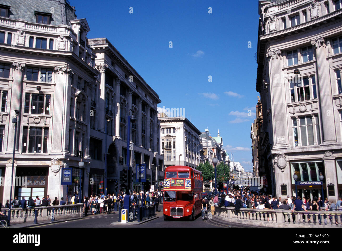 Double decker bus Oxford Circus London London England United Kingdom Stock Photo