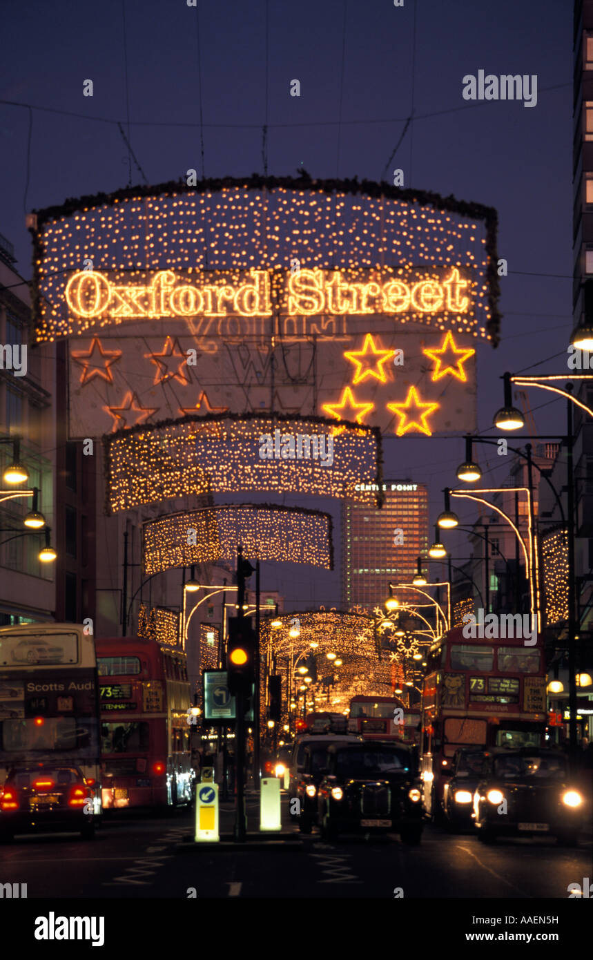 Christmas illumination on Oxford Street London GB Stock Photo
