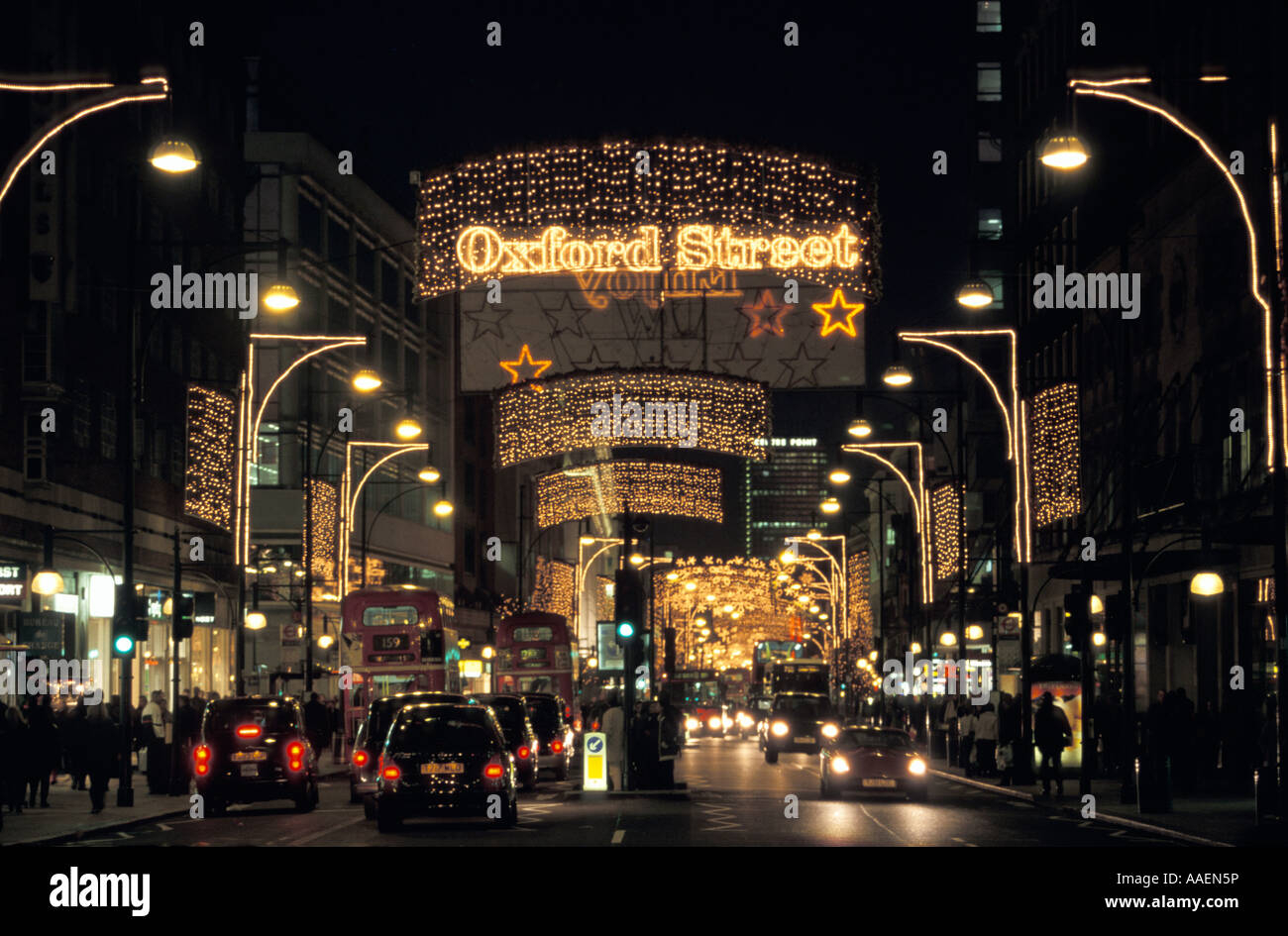 Christmas lights in Oxford Street London Stock Photo