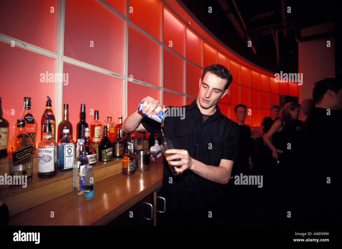 Barkeeper mixing drink CC Club Nightclub Soho London London England United Kingdom Stock Photo