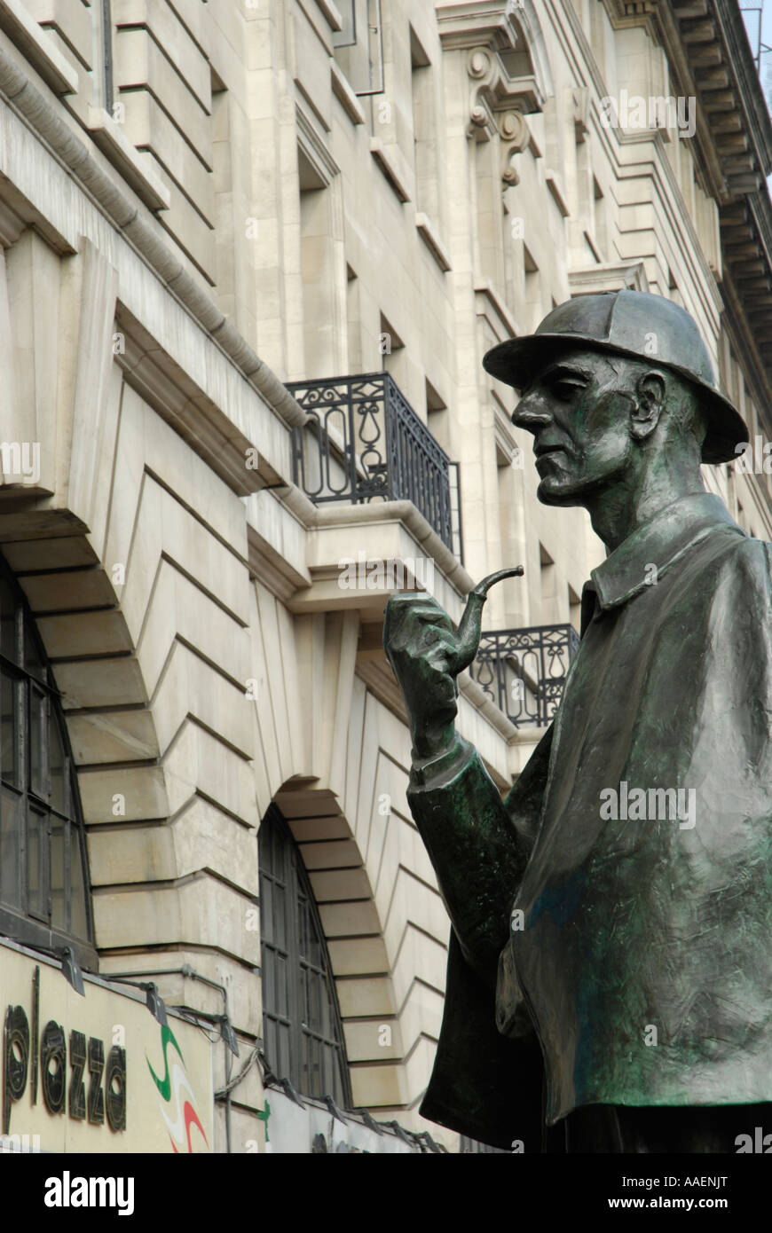 Statue of Sherlock Holmes outside Baker Street Underground Station London England Stock Photo