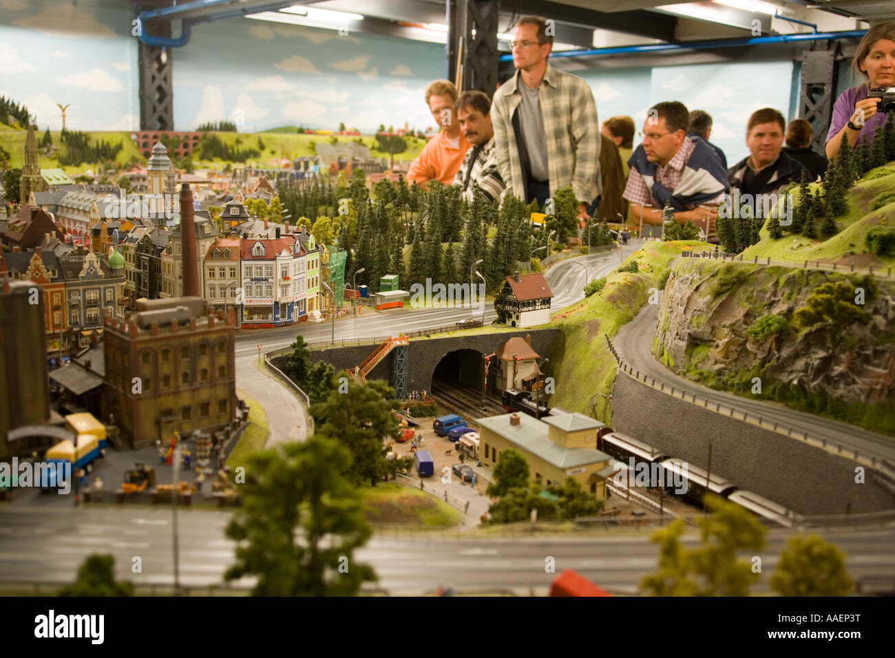 Visitors watching the largest model railroad in the world the Miniatur