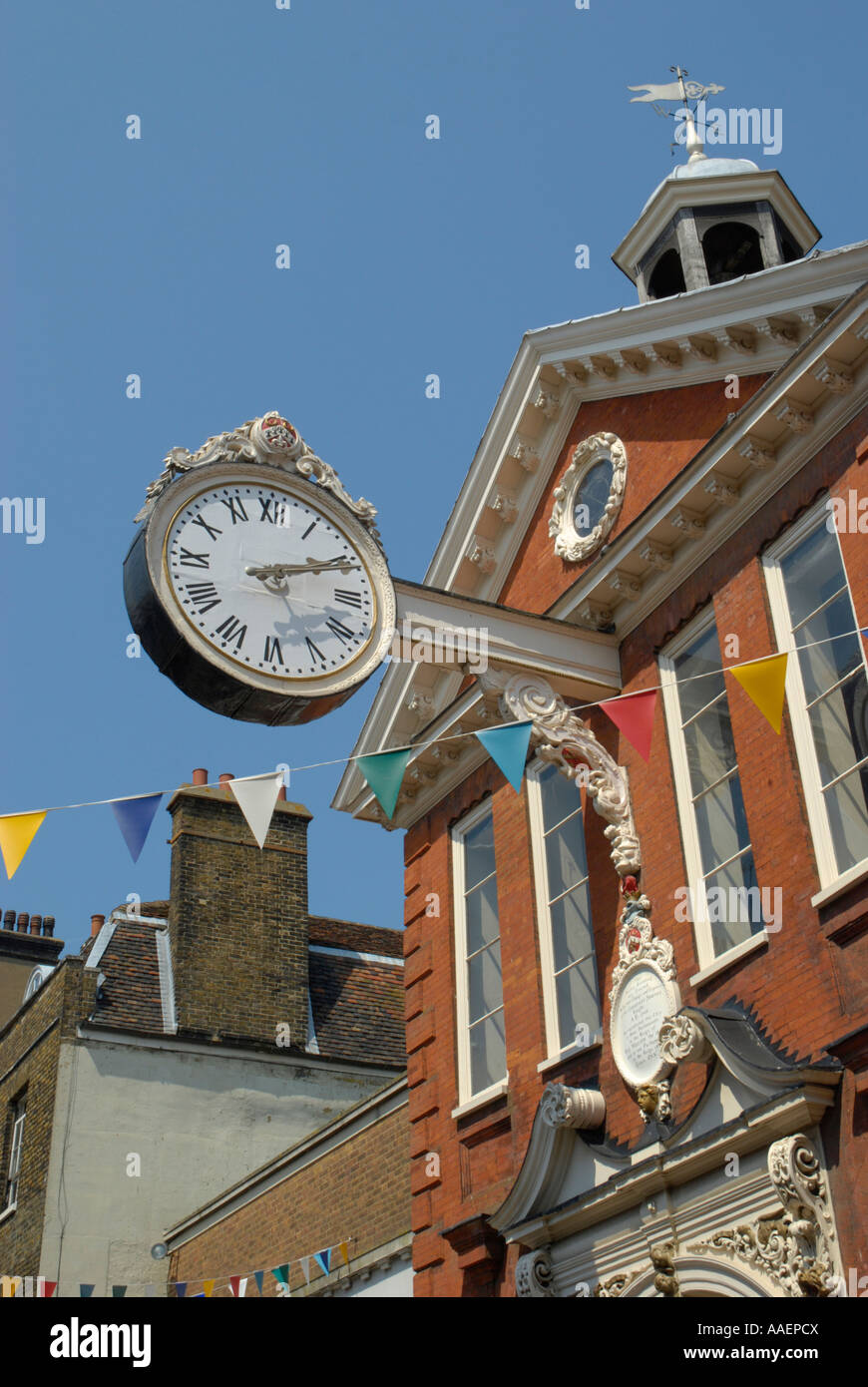 The Old Corn Exchange and clock High Street Rochester Kent England