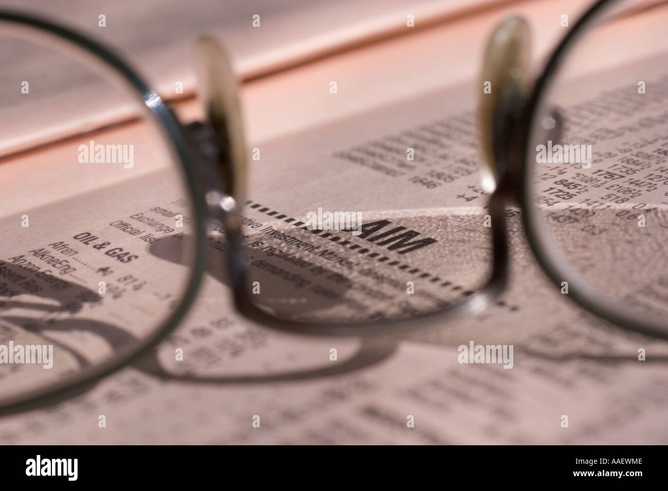 data statistics pages of the Financial Times with AIM The UK Alternative Investment Market Stock Photo