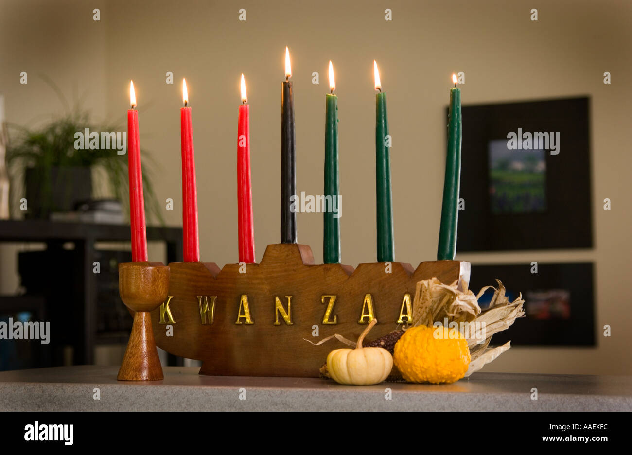 Kwanzaa candelabra and cup Stock Photo Alamy