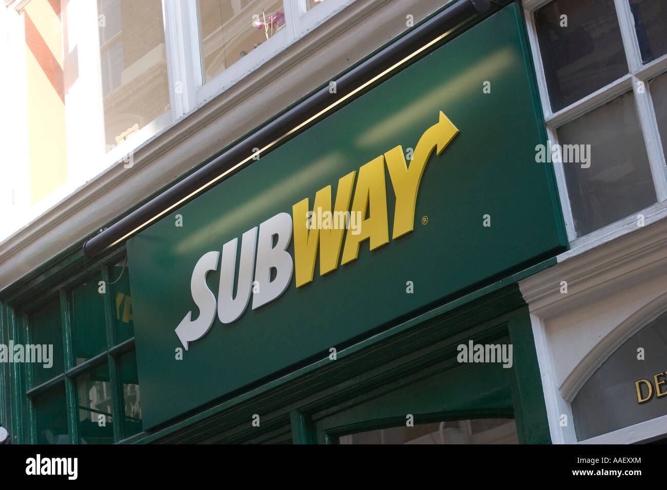 Subway coffee and sandwich bar sign in London GB UK Stock Photo