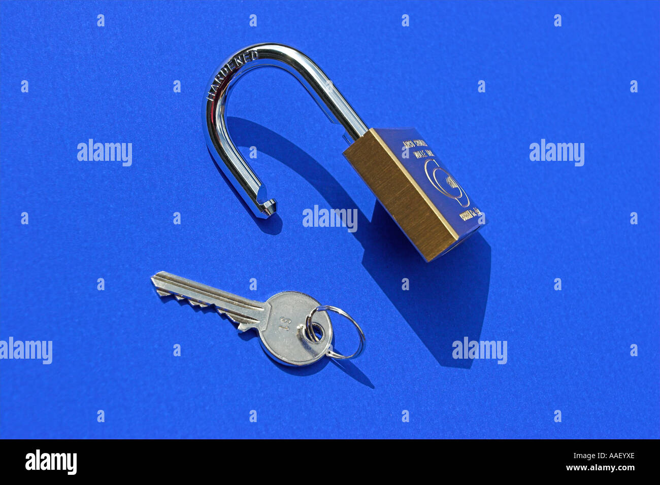 Padlock and key safe safety Stock Photo Alamy