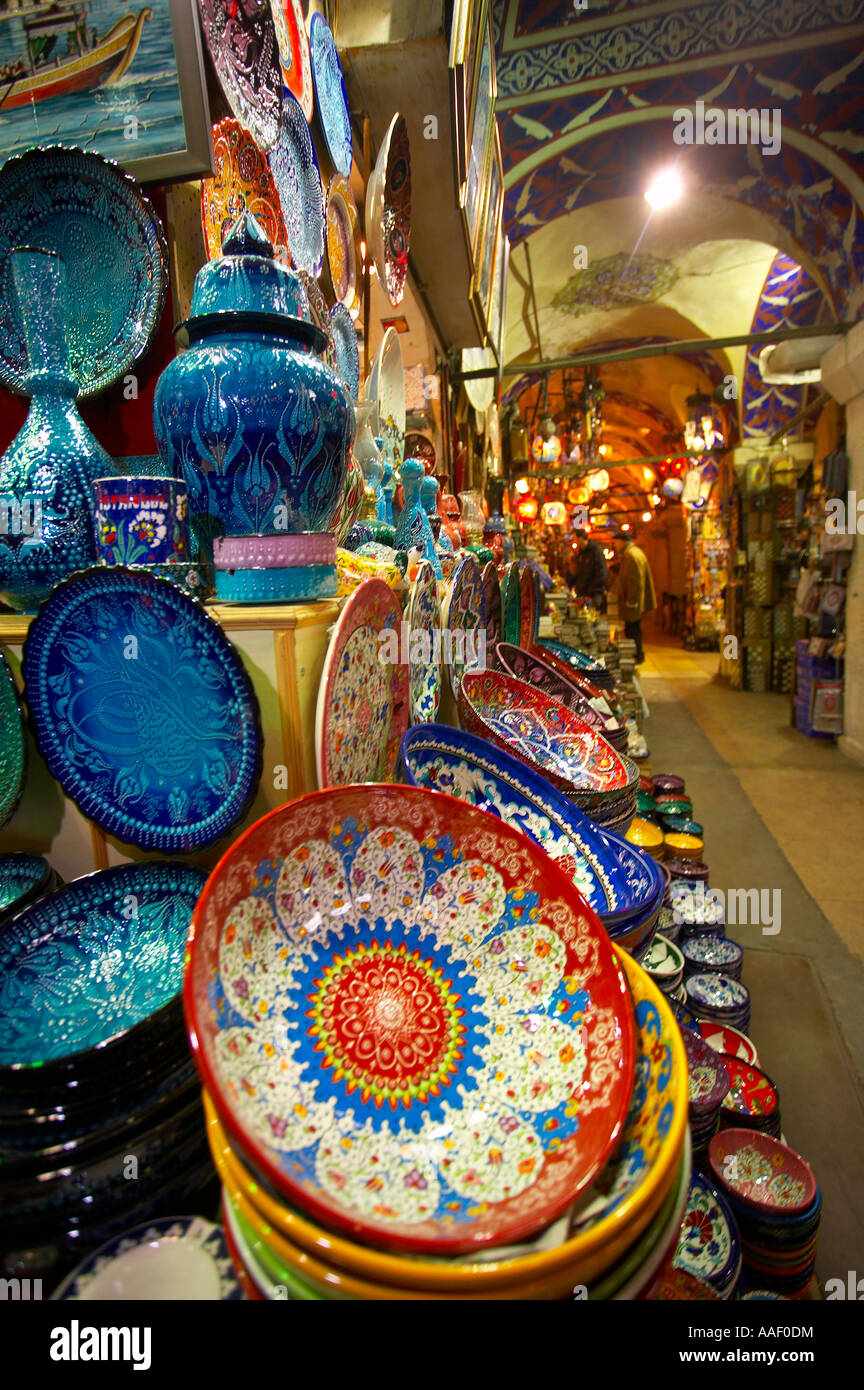 ceramics on sale in the Grand Bazaar Istanbul Turkey Stock Photo
