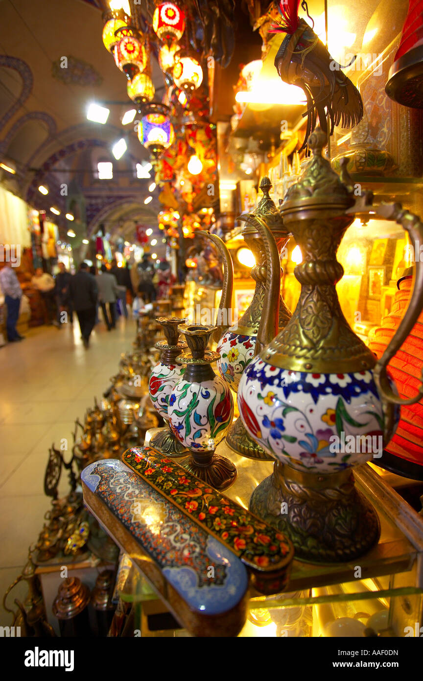 ceramics and teapots on sale in the Grand Bazaar Istanbul Turkey Stock Photo Alamy
