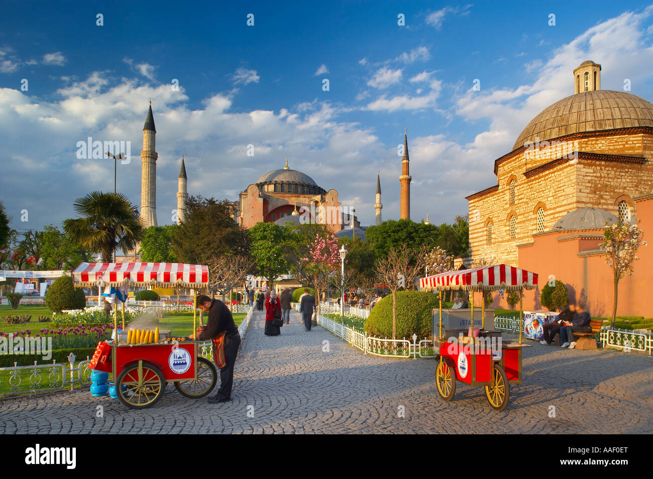 the Haghia Sophia and people strolling in Sultanahmet Square Istanbul ...