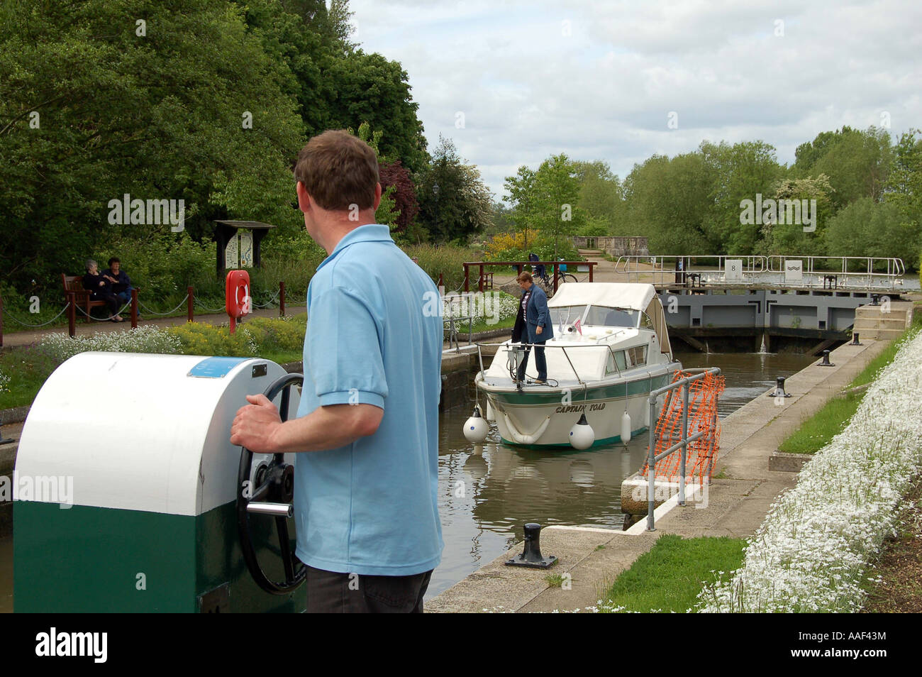 Lock Keeper at Iffley Lock, Thames River, just south of Oxford Stock