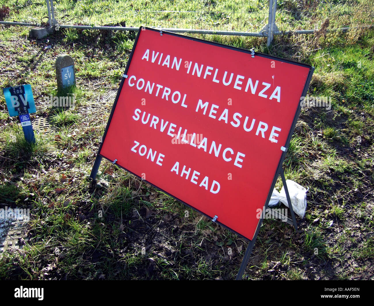 [avian flu] warning sign Stock Photo